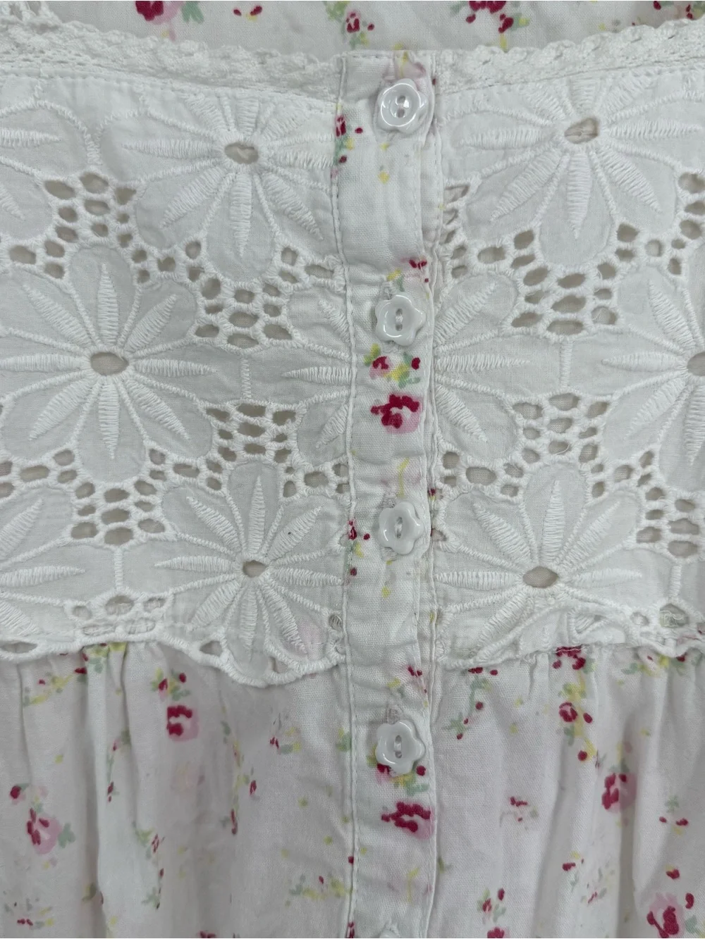 The 1 For U Cotton Poplin Nightgown Size XL Cottagecore Dainty Floral Lace